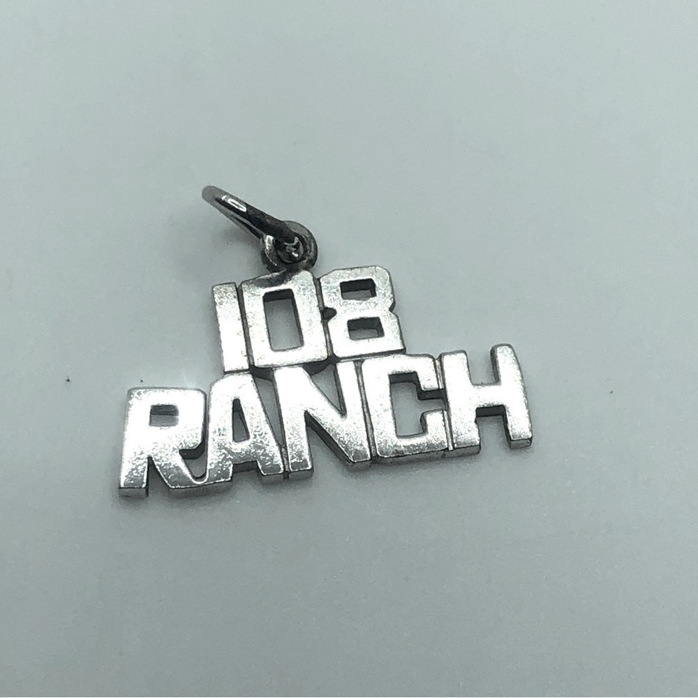 VTG Sterling Silver 108 Ranch Charm Pendant .9” x .6”